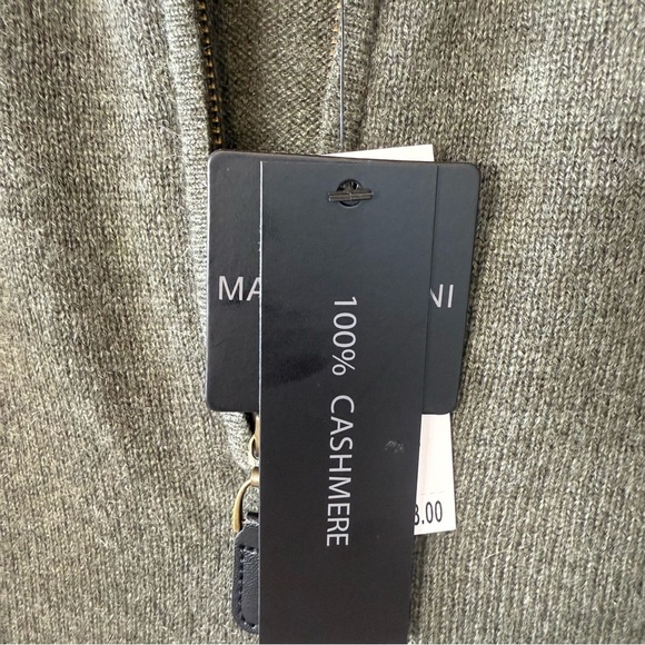 Magaschoni Men's Olive Green Half-Zip Cashmere Sweater - Picture 7 of 7